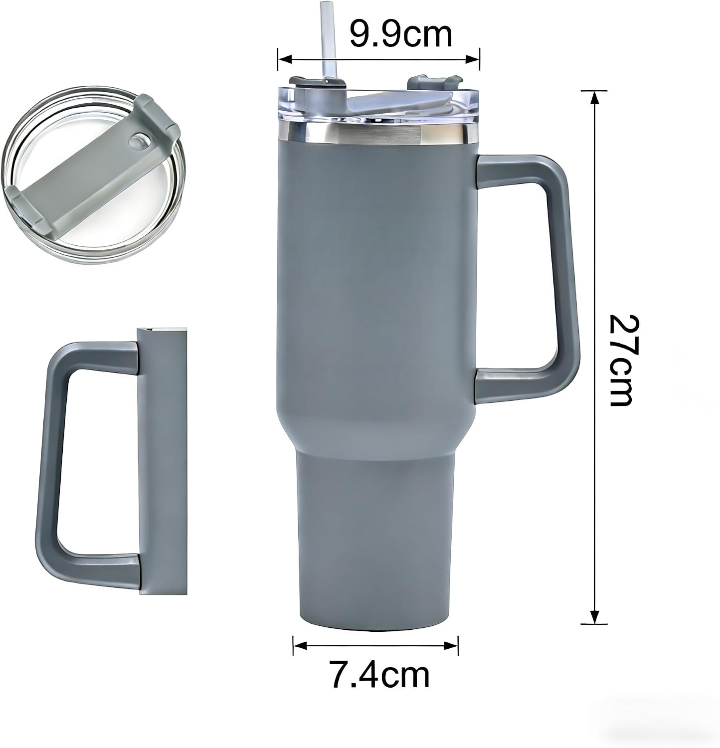 40oz Insulated Travel Mug Tumbler With Handle and Straw,Stainless Steel Double Wall Vacuum Cup Keep Drink Cold and Hot (Brick-red#)