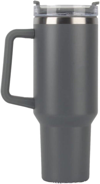 40oz Insulated Travel Mug Tumbler With Handle and Straw,Stainless Steel Double Wall Vacuum Cup Keep Drink Cold and Hot (Brick-red#)
