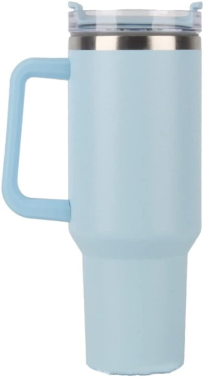 40oz Insulated Travel Mug Tumbler With Handle and Straw,Stainless Steel Double Wall Vacuum Cup Keep Drink Cold and Hot (Brick-red#)