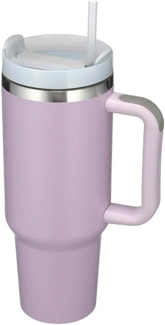 40oz Insulated Travel Mug Tumbler With Handle and Straw,Stainless Steel Double Wall Vacuum Cup Keep Drink Cold and Hot (Brick-red#)