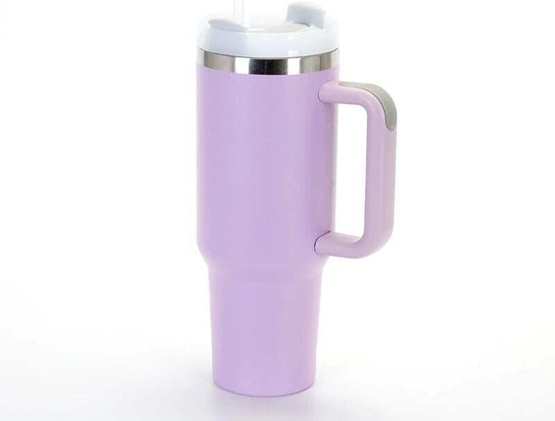 40oz Insulated Travel Mug Tumbler With Handle and Straw,Stainless Steel Double Wall Vacuum Cup Keep Drink Cold and Hot (Brick-red#)