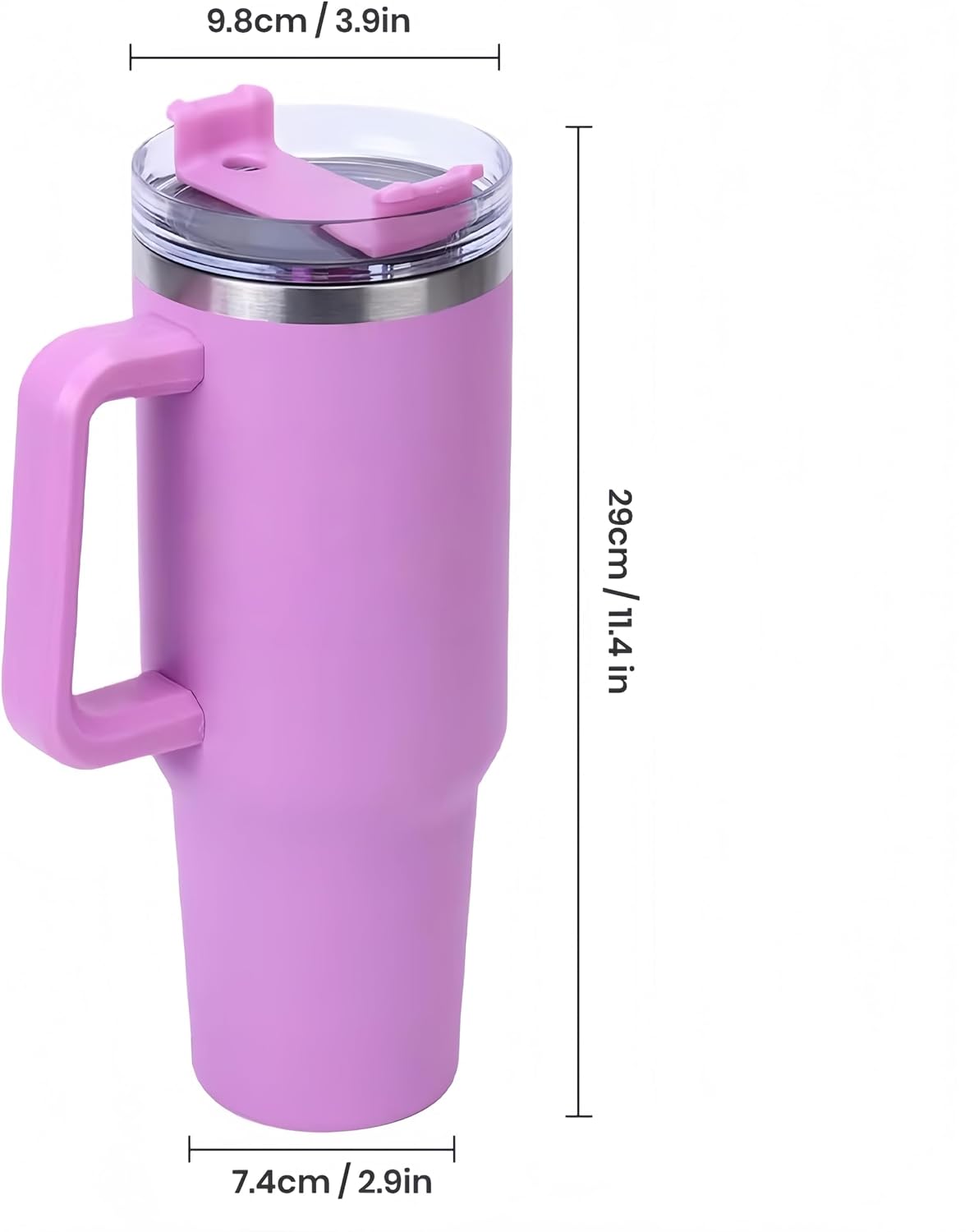 40oz Insulated Travel Mug Tumbler With Handle and Straw,Stainless Steel Double Wall Vacuum Cup Keep Drink Cold and Hot (Brick-red#)