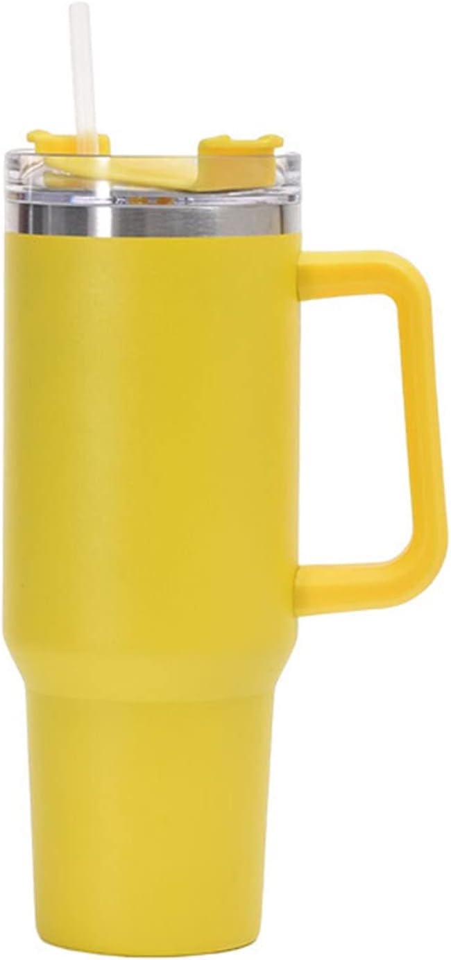 40oz Insulated Travel Mug Tumbler With Handle and Straw,Stainless Steel Double Wall Vacuum Cup Keep Drink Cold and Hot (Brick-red#)
