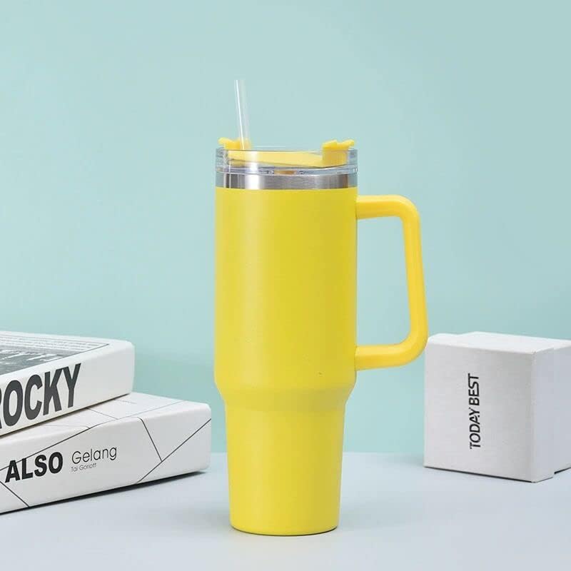 40oz Insulated Travel Mug Tumbler With Handle and Straw,Stainless Steel Double Wall Vacuum Cup Keep Drink Cold and Hot (Brick-red#)