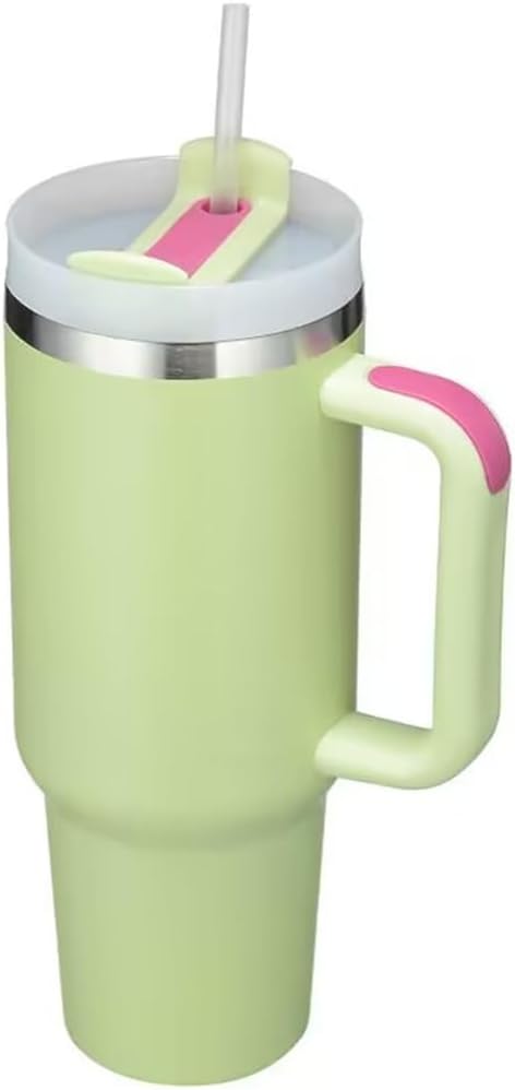 40oz Insulated Travel Mug Tumbler With Handle and Straw,Stainless Steel Double Wall Vacuum Cup Keep Drink Cold and Hot (Brick-red#)