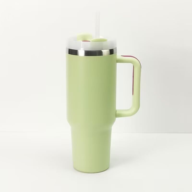 40oz Insulated Travel Mug Tumbler With Handle and Straw,Stainless Steel Double Wall Vacuum Cup Keep Drink Cold and Hot (Brick-red#)