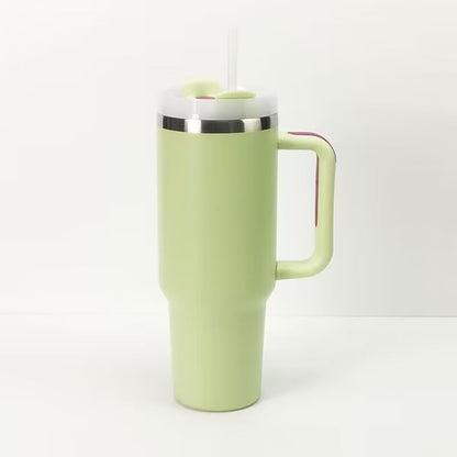 40oz Insulated Travel Mug Tumbler With Handle and Straw,Stainless Steel Double Wall Vacuum Cup Keep Drink Cold and Hot (Brick-red#)