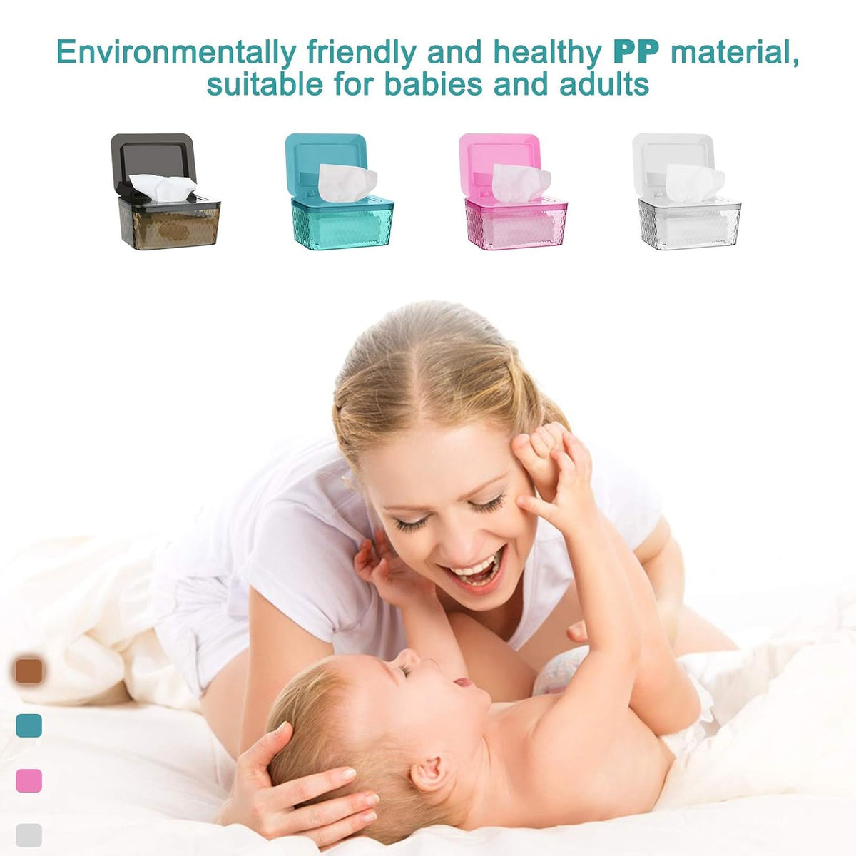 Wipes Dispenser, One-Handed Operation Wipe Holder, White