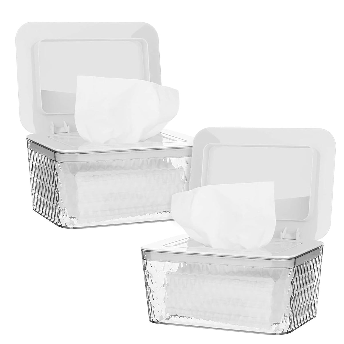 Wipes Dispenser, One-Handed Operation Wipe Holder, White