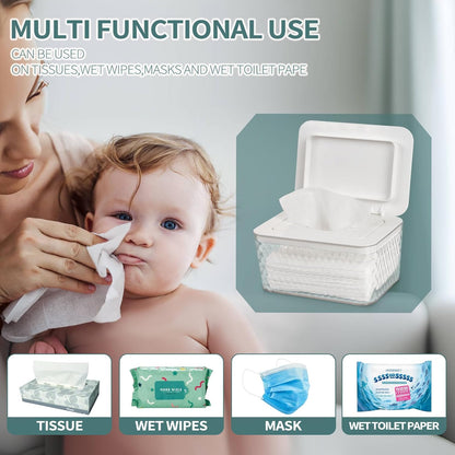 Wipes Dispenser, One-Handed Operation Wipe Holder, White