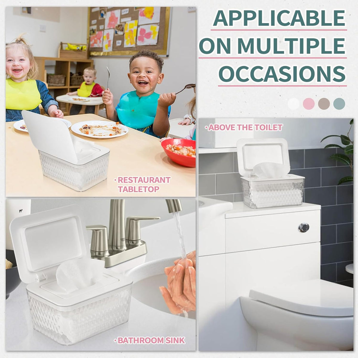 Wipes Dispenser, One-Handed Operation Wipe Holder, White