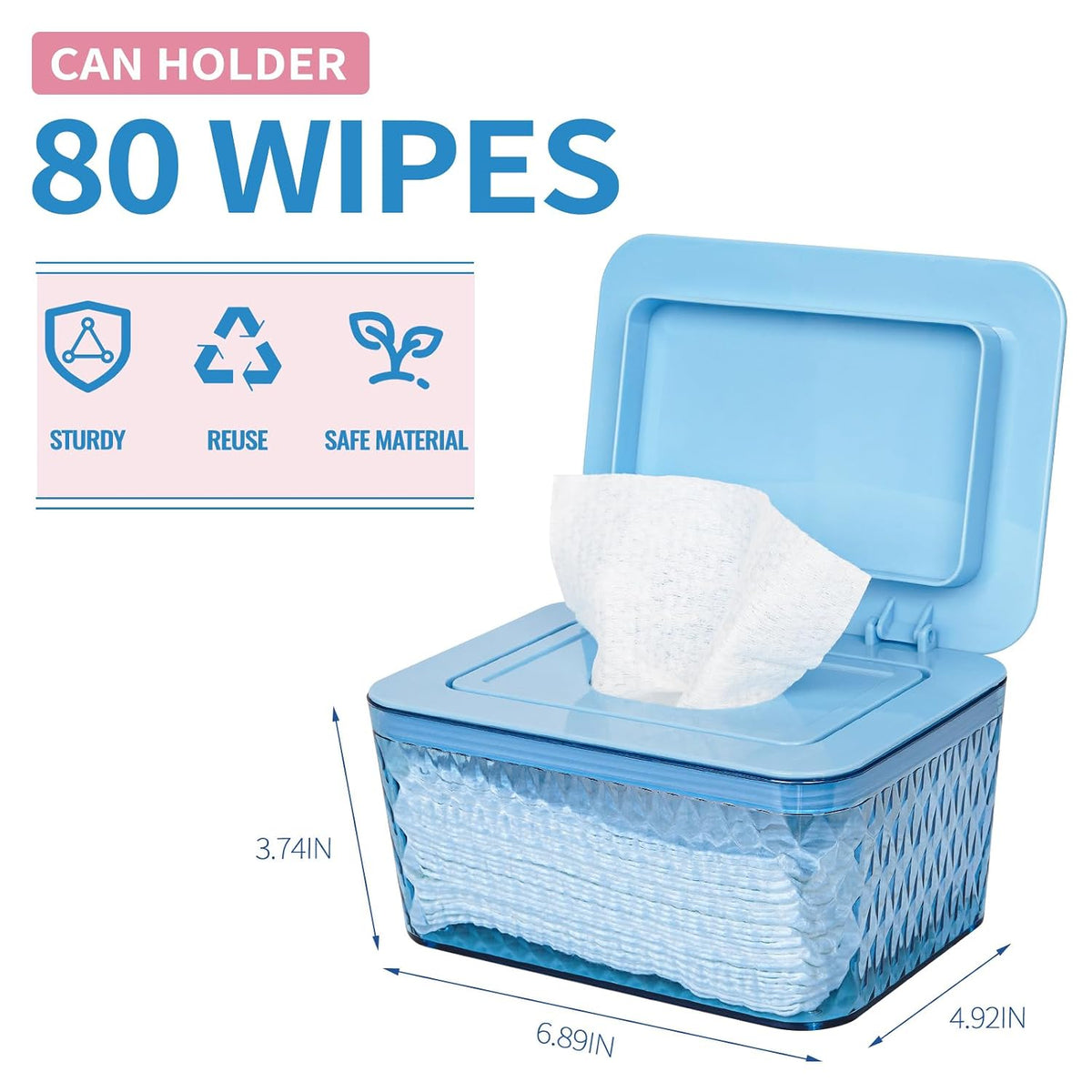 Wipes Dispenser, One-Handed Operation Wipe Holder, White