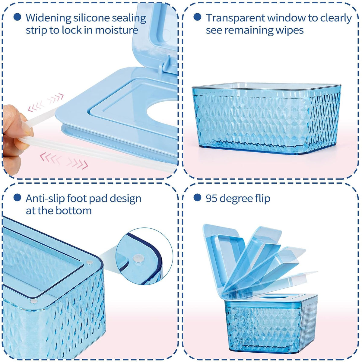 Wipes Dispenser, One-Handed Operation Wipe Holder, White
