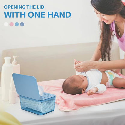 Wipes Dispenser, One-Handed Operation Wipe Holder, White