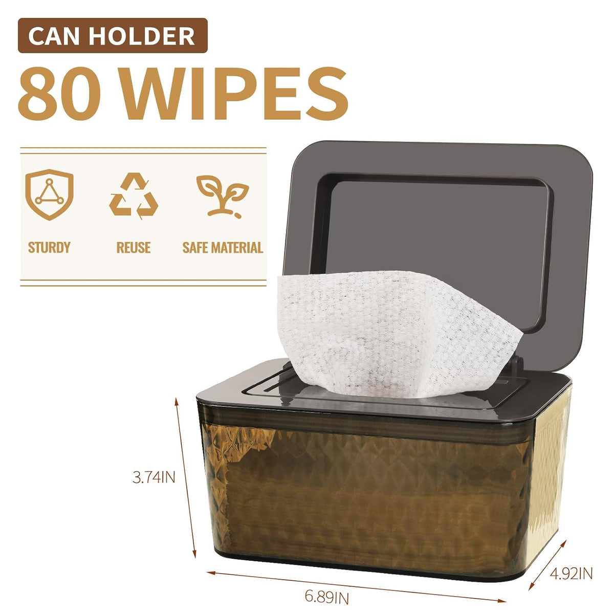 Wipes Dispenser, One-Handed Operation Wipe Holder, White