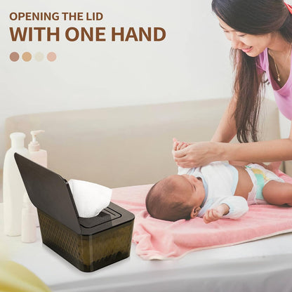 Wipes Dispenser, One-Handed Operation Wipe Holder, White