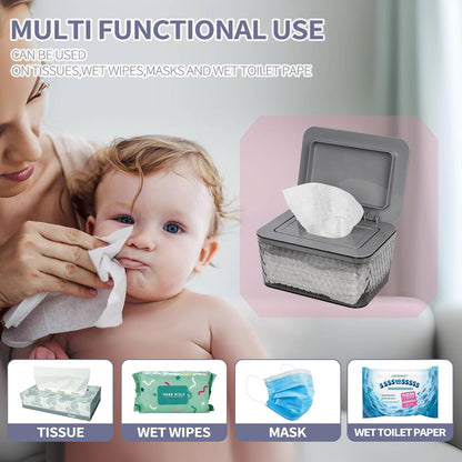 Wipes Dispenser, One-Handed Operation Wipe Holder, White
