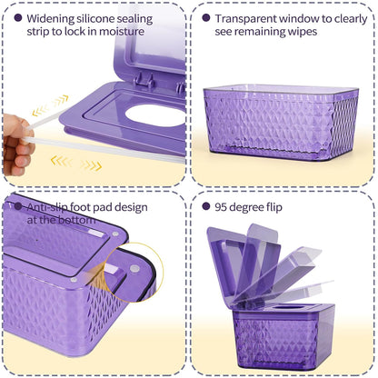 Wipes Dispenser, One-Handed Operation Wipe Holder, White