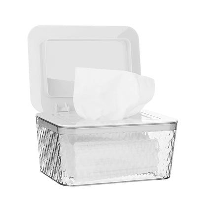 Wipes Dispenser, One-Handed Operation Wipe Holder, White
