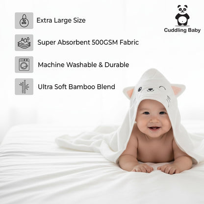 Blue Bath Kneeler & Elbow Rest Pad Set with Baby Bath Towel, Hooded, Cat