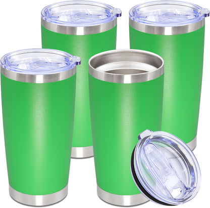 20oz Tumbler Stainless Steel Tumbler Coffee Tumbler with Lid SS, 4P | Vacuum Insulated Double Wall Travel Mug, Durable Powder Coated Coffee Mug, For Hot & Cold Drinks