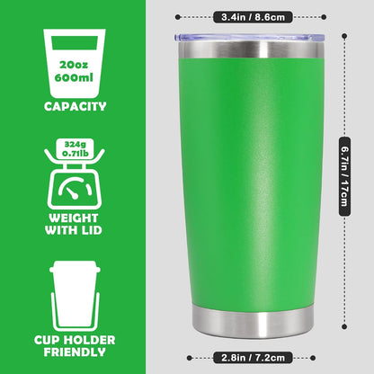 20oz Tumbler Stainless Steel Tumbler Coffee Tumbler with Lid SS, 4P | Vacuum Insulated Double Wall Travel Mug, Durable Powder Coated Coffee Mug, For Hot & Cold Drinks