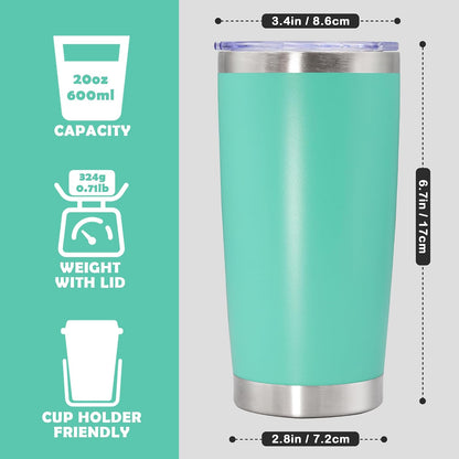 20oz Tumbler Stainless Steel Tumbler Coffee Tumbler with Lid SS, 4P | Vacuum Insulated Double Wall Travel Mug, Durable Powder Coated Coffee Mug, For Hot & Cold Drinks