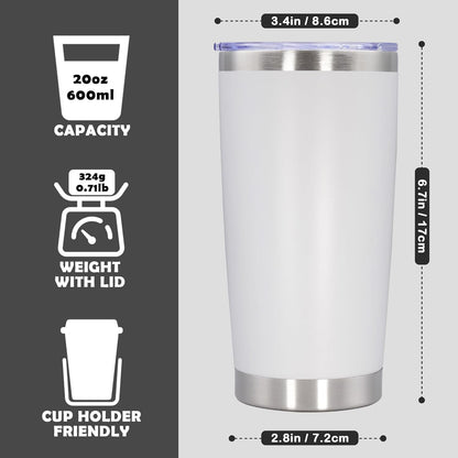 20oz Tumbler Stainless Steel Tumbler Coffee Tumbler with Lid SS, 4P | Vacuum Insulated Double Wall Travel Mug, Durable Powder Coated Coffee Mug, For Hot & Cold Drinks