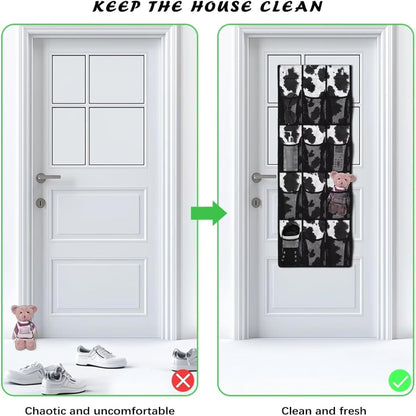 Over The Door Organizer Leopard Print Behind Door Shoe Organizer for BedRoom Space Saving Wall Hanging Storage for Living Room Easy to Install Shoe Holder Hanger