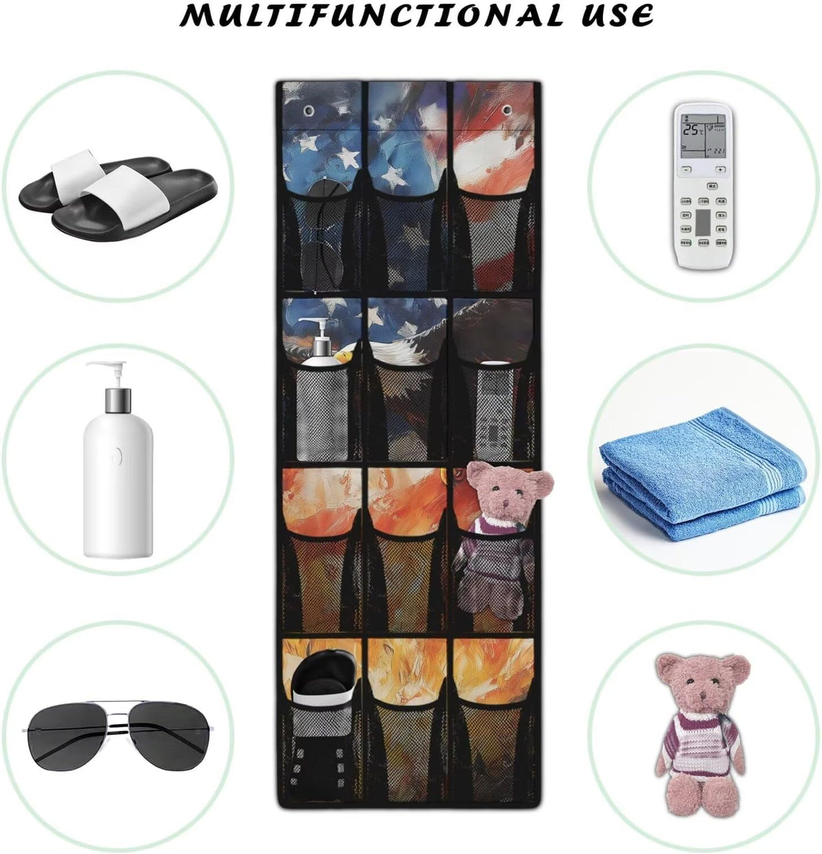 Over The Door Organizer Leopard Print Behind Door Shoe Organizer for BedRoom Space Saving Wall Hanging Storage for Living Room Easy to Install Shoe Holder Hanger