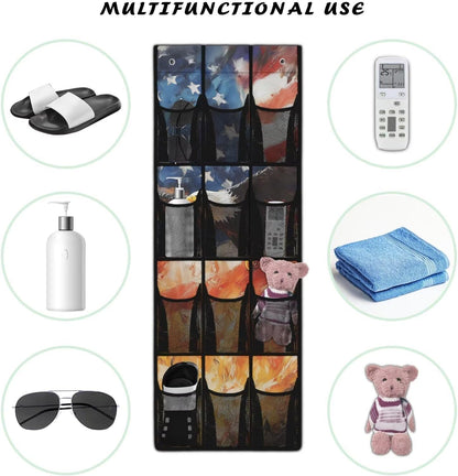Over The Door Organizer Leopard Print Behind Door Shoe Organizer for BedRoom Space Saving Wall Hanging Storage for Living Room Easy to Install Shoe Holder Hanger