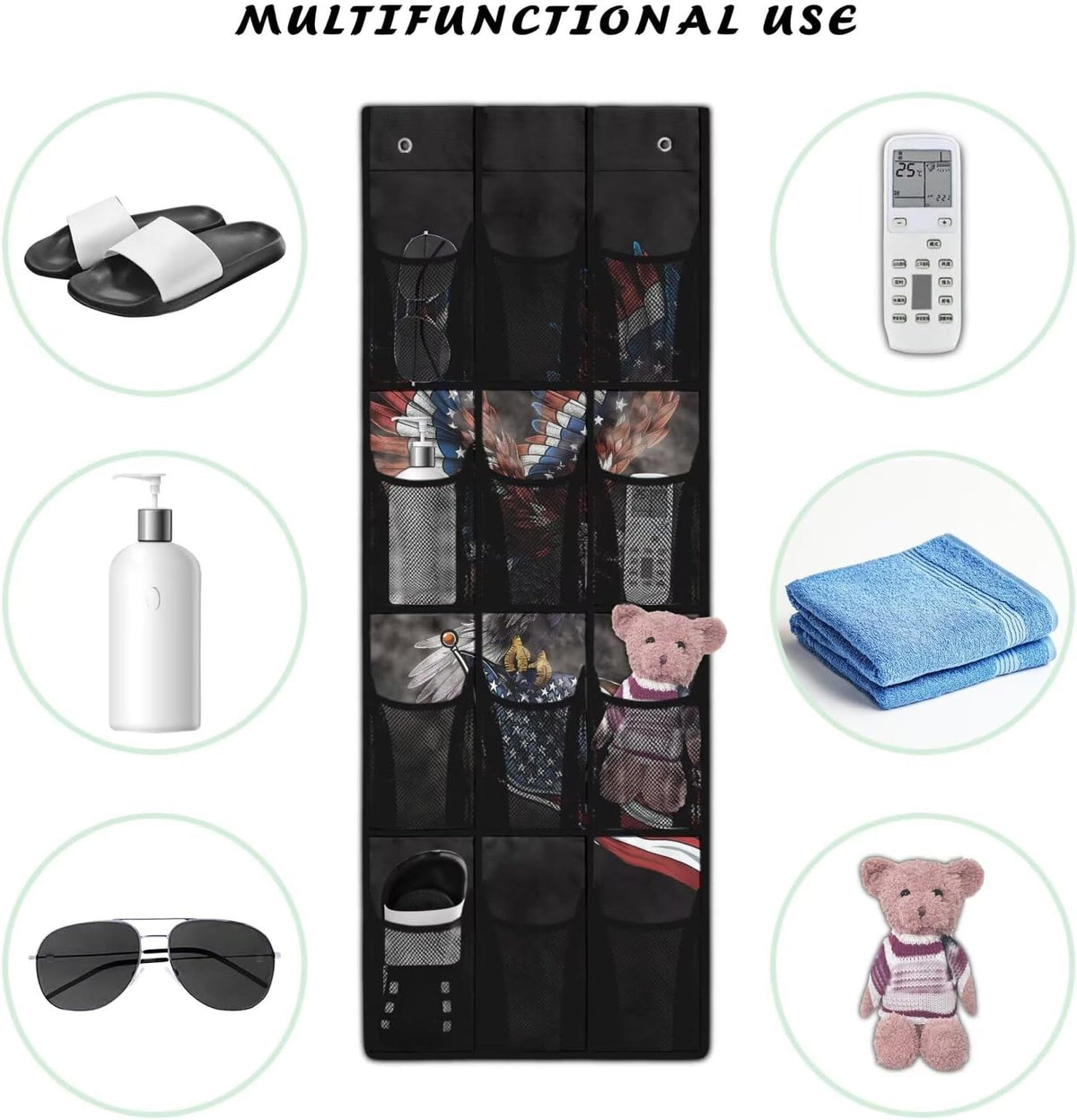 Over The Door Organizer Leopard Print Behind Door Shoe Organizer for BedRoom Space Saving Wall Hanging Storage for Living Room Easy to Install Shoe Holder Hanger