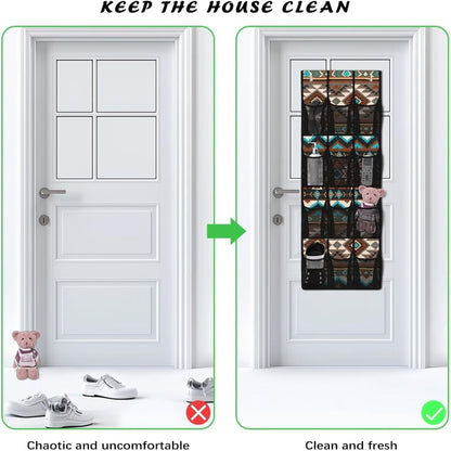 Over The Door Organizer Leopard Print Behind Door Shoe Organizer for BedRoom Space Saving Wall Hanging Storage for Living Room Easy to Install Shoe Holder Hanger