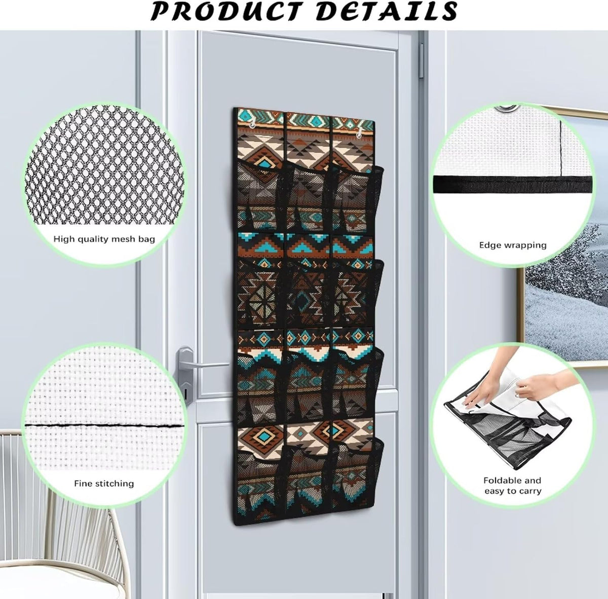 Over The Door Organizer Leopard Print Behind Door Shoe Organizer for BedRoom Space Saving Wall Hanging Storage for Living Room Easy to Install Shoe Holder Hanger