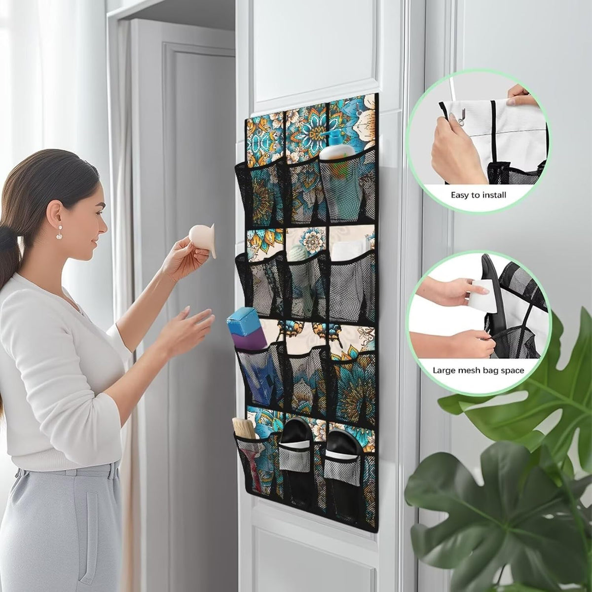Over The Door Organizer Leopard Print Behind Door Shoe Organizer for BedRoom Space Saving Wall Hanging Storage for Living Room Easy to Install Shoe Holder Hanger