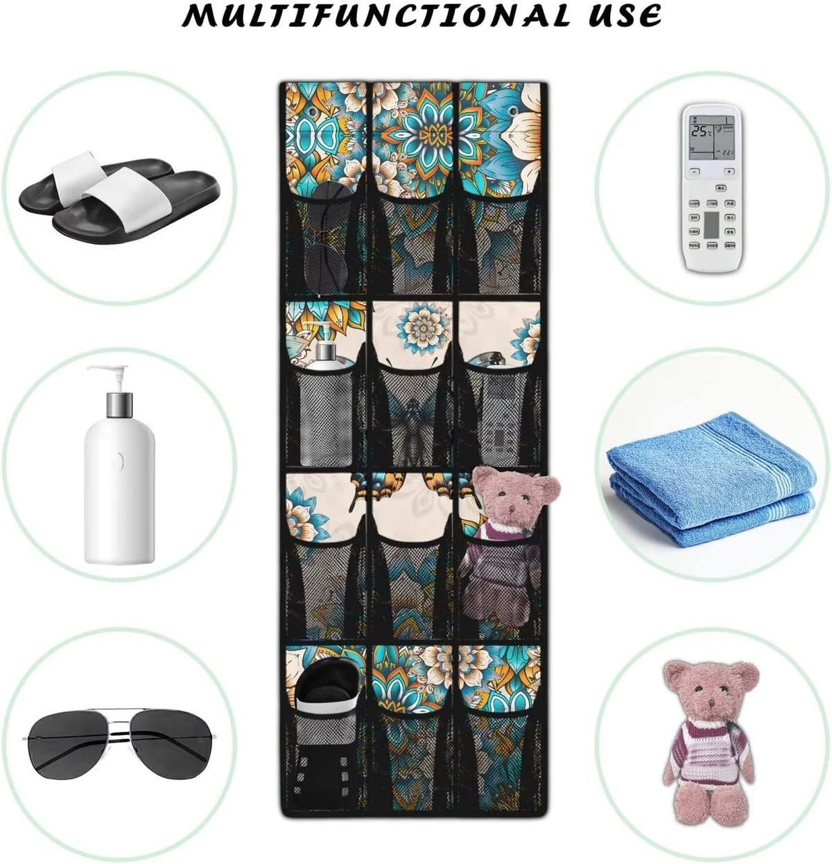 Over The Door Organizer Leopard Print Behind Door Shoe Organizer for BedRoom Space Saving Wall Hanging Storage for Living Room Easy to Install Shoe Holder Hanger