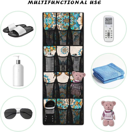Over The Door Organizer Leopard Print Behind Door Shoe Organizer for BedRoom Space Saving Wall Hanging Storage for Living Room Easy to Install Shoe Holder Hanger