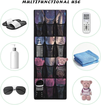 Over The Door Organizer Leopard Print Behind Door Shoe Organizer for BedRoom Space Saving Wall Hanging Storage for Living Room Easy to Install Shoe Holder Hanger