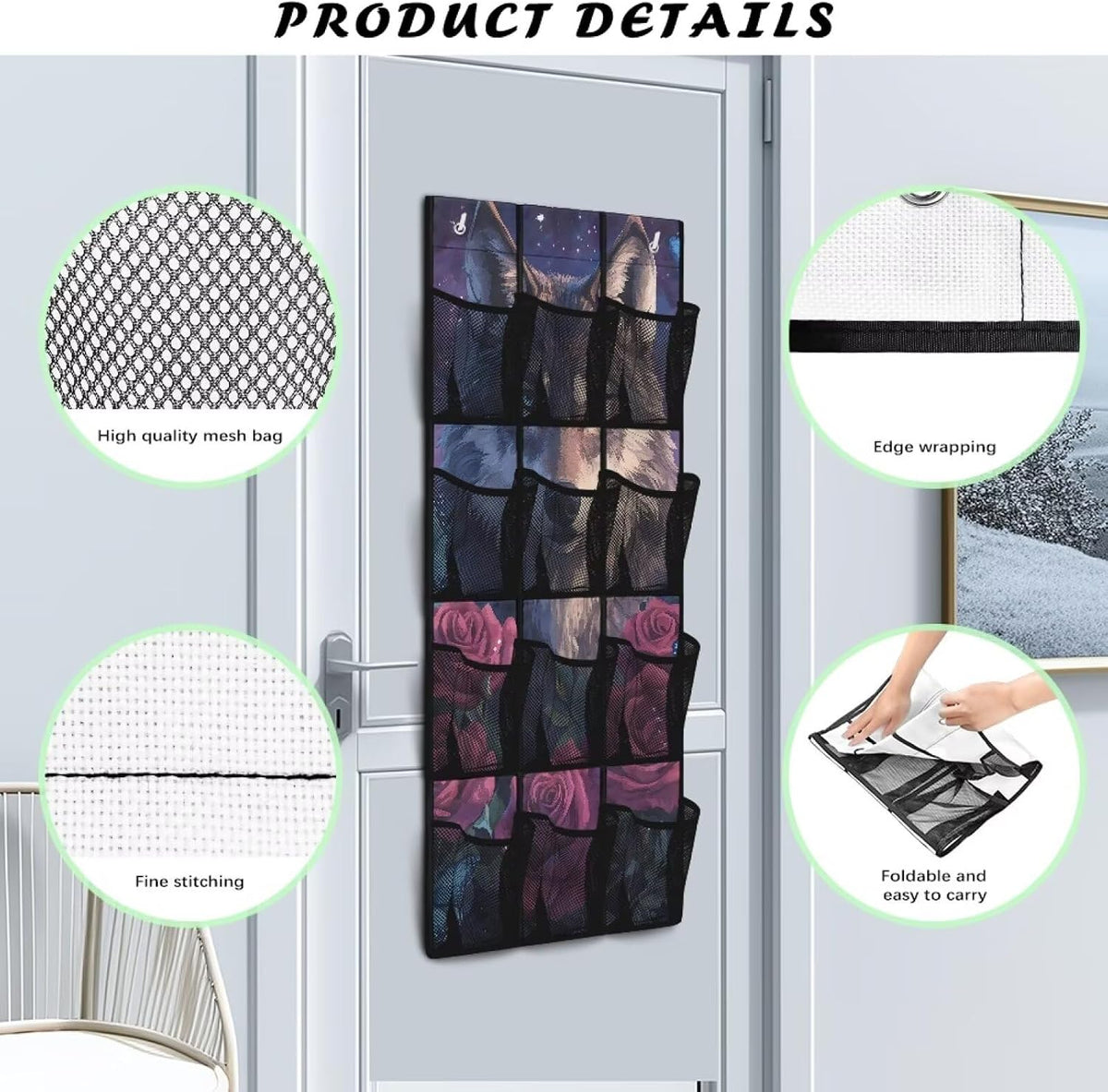 Over The Door Organizer Leopard Print Behind Door Shoe Organizer for BedRoom Space Saving Wall Hanging Storage for Living Room Easy to Install Shoe Holder Hanger