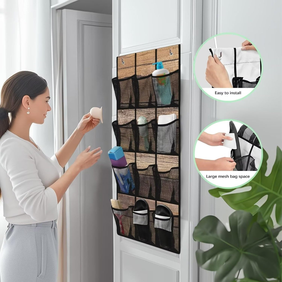 Over The Door Organizer Leopard Print Behind Door Shoe Organizer for BedRoom Space Saving Wall Hanging Storage for Living Room Easy to Install Shoe Holder Hanger