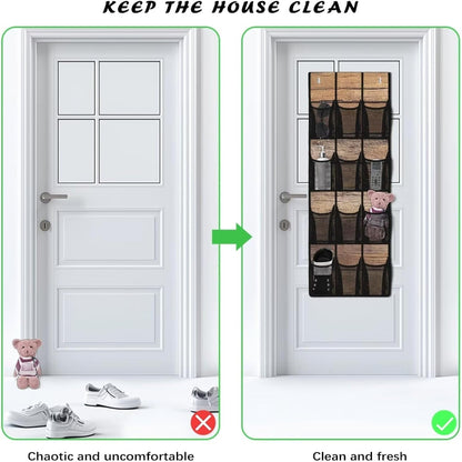 Over The Door Organizer Leopard Print Behind Door Shoe Organizer for BedRoom Space Saving Wall Hanging Storage for Living Room Easy to Install Shoe Holder Hanger