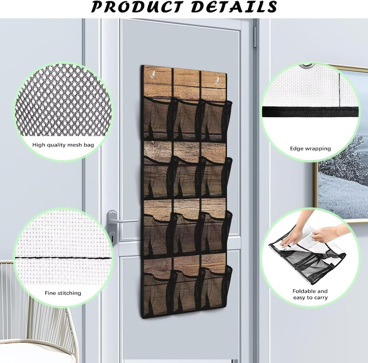 Over The Door Organizer Leopard Print Behind Door Shoe Organizer for BedRoom Space Saving Wall Hanging Storage for Living Room Easy to Install Shoe Holder Hanger