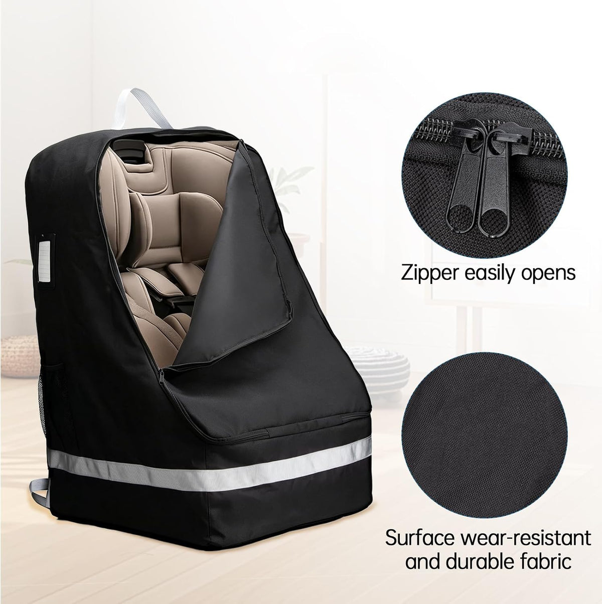 Car Seat Travel Bag Compatible with Nuna, Infant Car Seat Travel Bags for Graco, Large Padded Car Seat Backpack for Airplane, Easy to Store, Black