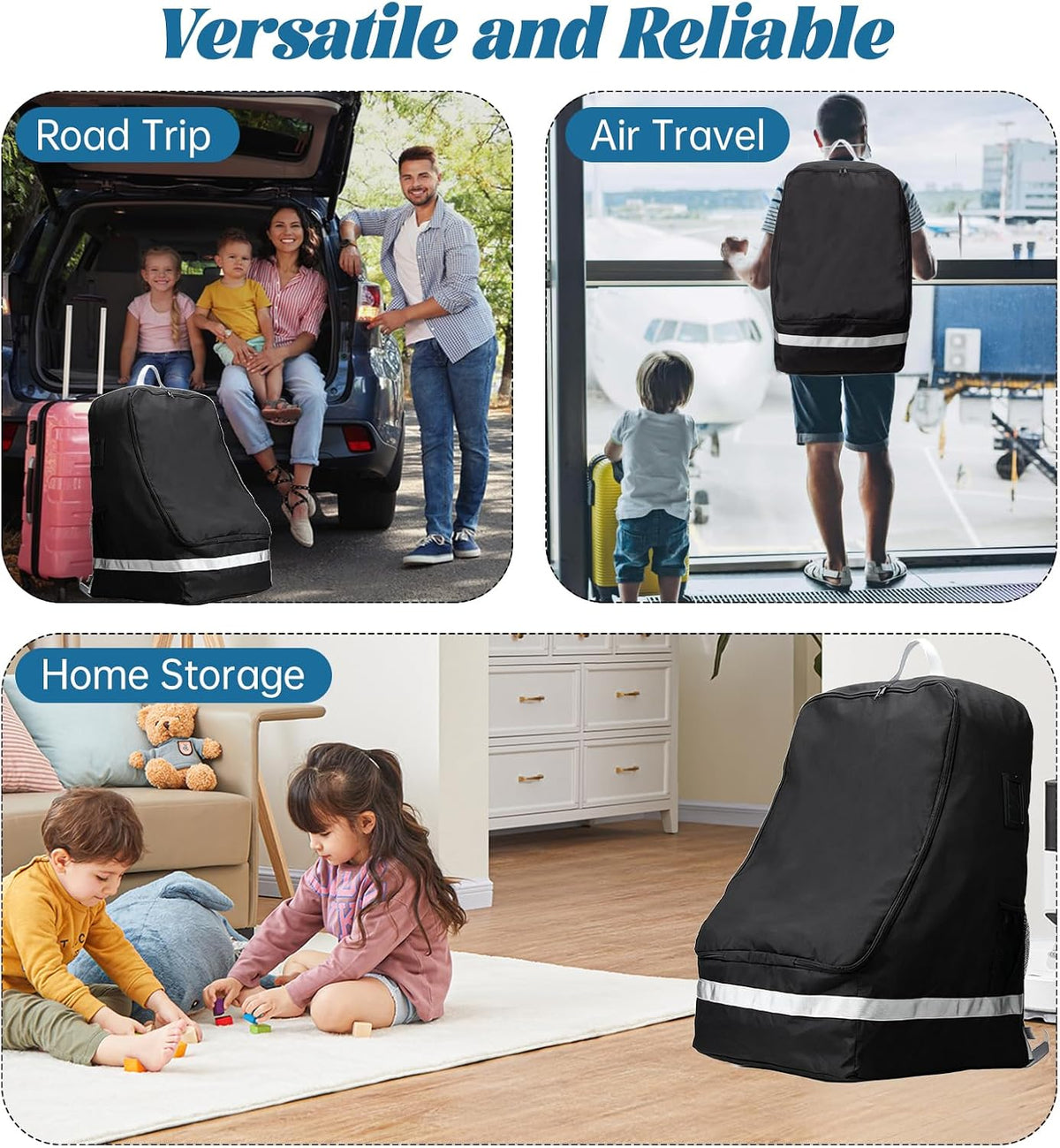 Car Seat Travel Bag Compatible with Nuna, Infant Car Seat Travel Bags for Graco, Large Padded Car Seat Backpack for Airplane, Easy to Store, Black