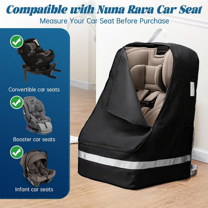Car Seat Travel Bag Compatible with Nuna, Infant Car Seat Travel Bags for Graco, Large Padded Car Seat Backpack for Airplane, Easy to Store, Black