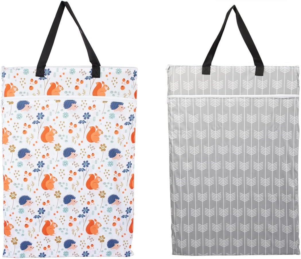 2 Pack Large Hanging Wet Bags Laundry Pail Bags Cloth Diapers Reusable