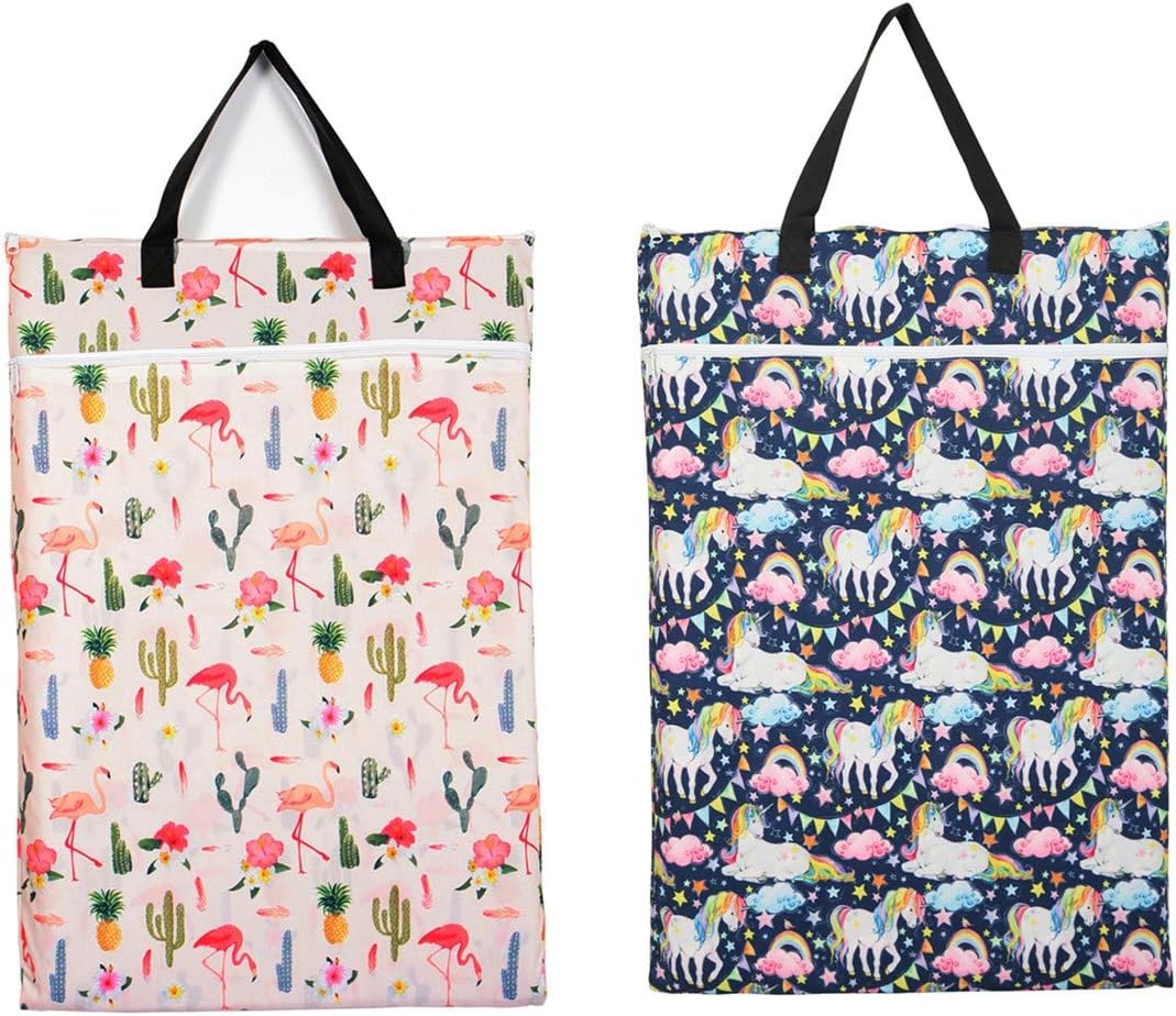 2 Pack Large Hanging Wet Bags Laundry Pail Bags Cloth Diapers Reusable
