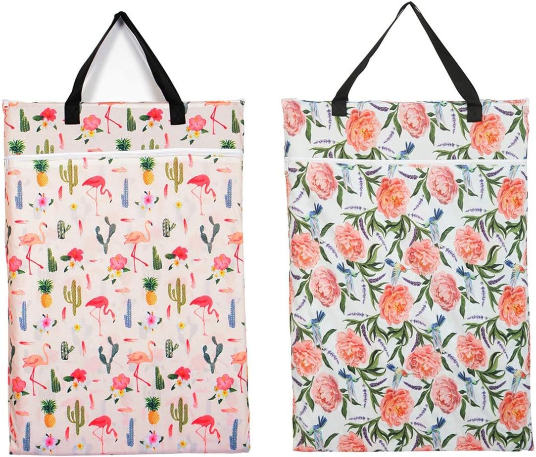 2 Pack Large Hanging Wet Bags Laundry Pail Bags Cloth Diapers Reusable