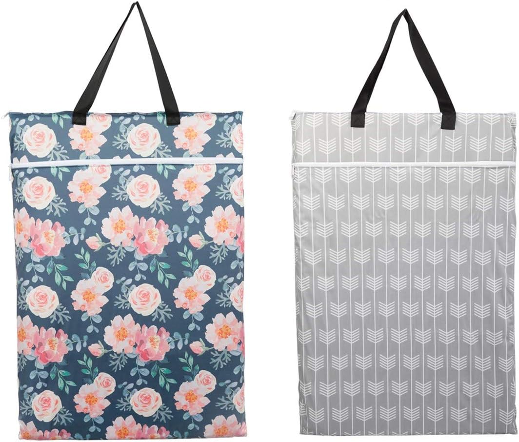 2 Pack Large Hanging Wet Bags Laundry Pail Bags Cloth Diapers Reusable