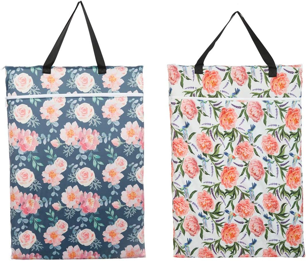 2 Pack Large Hanging Wet Bags Laundry Pail Bags Cloth Diapers Reusable